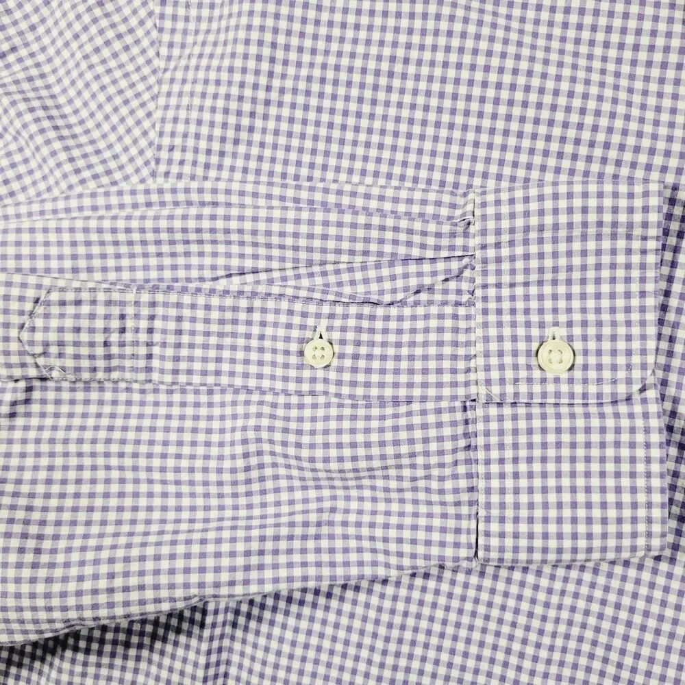 Ralph Lauren Shirt Mens 2XL Purple Check Long Sleeve Button Down Cotton Logo